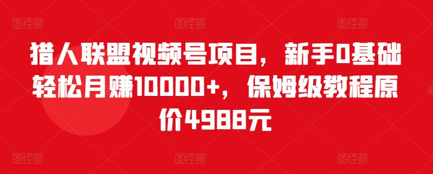 微信视频号项目，新手0基础轻松月赚1万+，保姆级教程