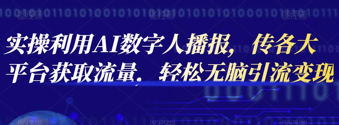 实操利用AI数字人播报，传各大平台获取流量，轻松无脑引流变现【视频课程】