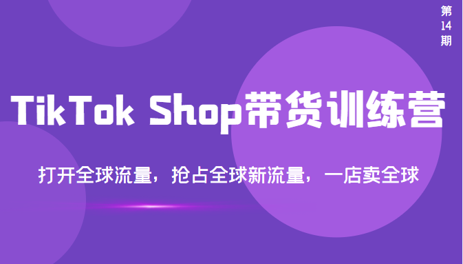 TikTok Shop带货训练营：打开全球流量，抢占全球新流量，一店卖全球（第14期）插图