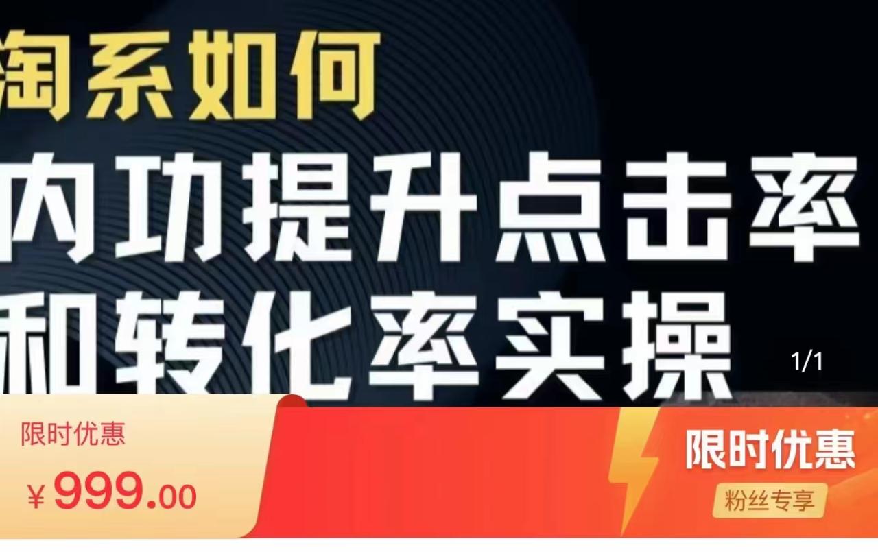 淘系搜索实操课 提升点击率和转化率 深度解析搜索流量底层逻辑（价值999元）插图