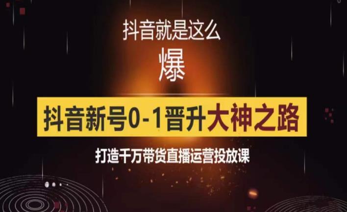 0粉自然流实战起号课，抖音新号0~1晋升大神之路，打造千万带货直播运营投放课插图