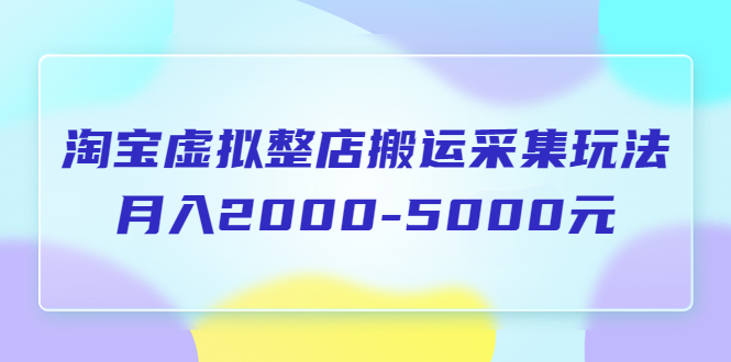 淘宝虚拟整店搬运采集玩法分享课：月入2000-5000元（5节课）