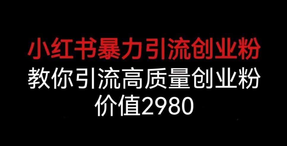 小红书暴力引流创业粉，教你引流高质量创业粉，价值2980【揭秘】