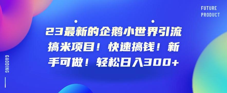 23最新的企鹅小世界引流搞米项目！快速搞钱！新手可做！轻松日入300+【揭秘】