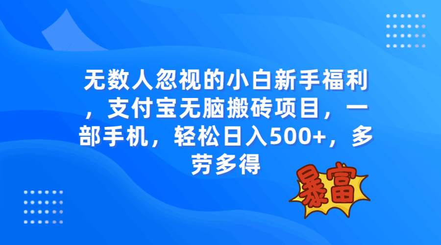 图片[1]-无数人忽视的项目，支付宝无脑搬砖项目，一部手机即可操作，轻松日入500+-阿灿说钱