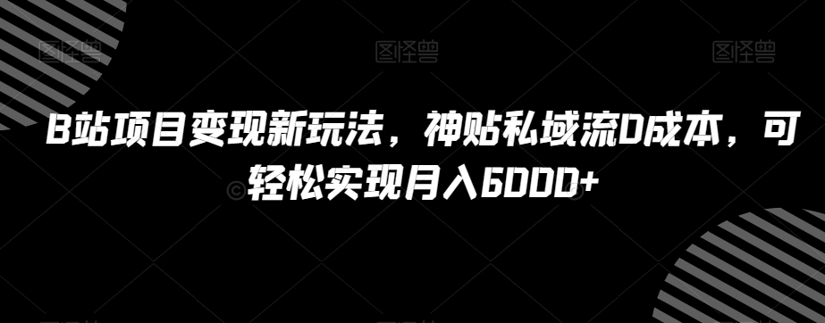 B站项目变现新玩法，神贴私域流0成本，可轻松实现月入6000+【揭秘】 -1