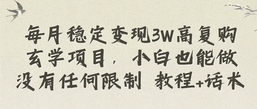 图片[1]-每月稳定变现3W高复购玄学项目，小白也能做没有任何限制 教程+话术-阿灿说钱