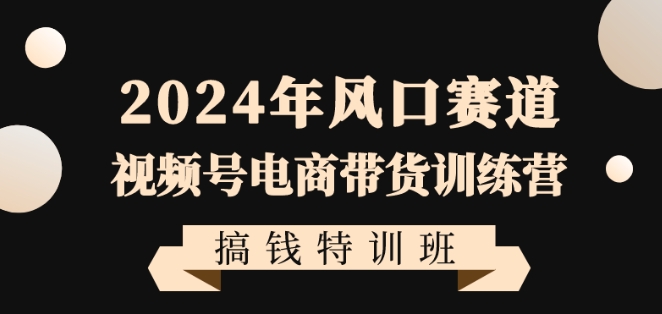 2024年视频号电商带货训练营搞钱特训课程，带领大家快速入局自媒体电商带货 -1